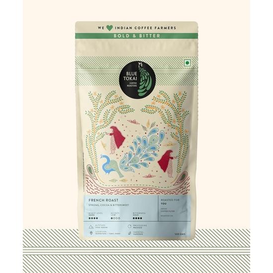 Blue Tokai Coffee Roasters Французская обжарка - Темная обжарка | Кофе для фильтра 500 г в пакете | 100% Арабика | Свежеобжаренный молотый кофе 500GM