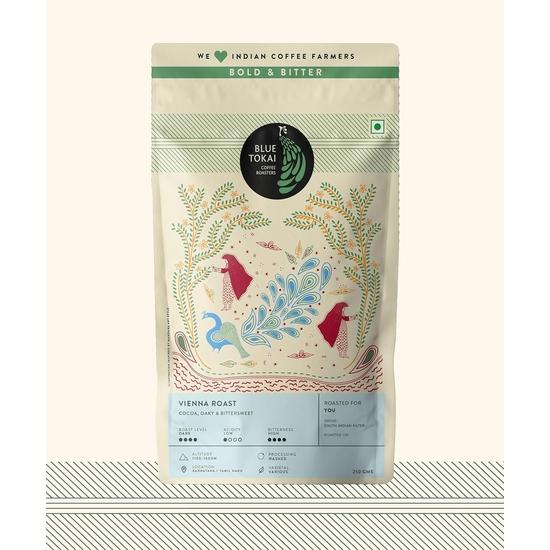 Blue Tokai Coffee Roasters Вена Рост - Темная Обжарка, 250 г | Сделано из 100% Арабики Специального Класса, Свежеобжаренный Молотый Кофе, Пакет 250GM